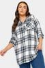 Yours Curve Blue Checked Overhead Shirt