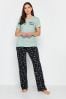 Long Tall Sally Pyjama-Set aus Oberteil mit Rise & Shine-Schriftzug und Wide-Leg-Hose