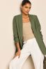 Khaki Green Relaxed Fit Edge to Edge Blazer