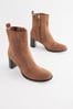 Tan Brown Regular/Wide Fit Forever Comfort® Leather Ankle Heeled Boots