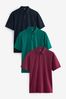 Navy/Teal Blue/Pink Regular Fit Jersey Polo Shirts 3 Pack, Regular Fit
