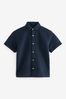 Navy 100% Cotton Short Sleeve Textured Shirt (3-16yrs)