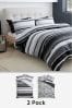 2 Pack Monochrome Stripe Reversible Duvet Cover and Pillowcase Set