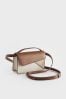 Tan Brown Mini Top Handle Asymmetric Cross-Body Bag