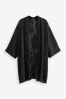 Black Sheer Embroidered Longline Kimono