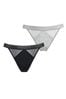 Pour Moi Black Modal and Mesh G String Knickers 2 Pack