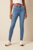 Mid Blue Cosy Brushed Skinny Jeans, Regular