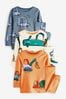 Blue/Orange Digger Long Sleeve 3 Pack Pyjamas Set (9mths-8yrs)