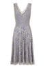 HotSquash Silver V-Neck Floral Lace Dress