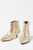 Oliver Bonas Gold Leather Pointed Kitten Heel Boots