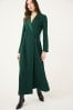 Green Tailored Crepe Long Sleeve Wrap Dress, Regular