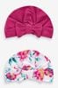 Pink/Red Baby Bow Turban Hats 2 Pack (0mths-2yrs)