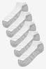 White/Grey Cushioned Trainers Socks, 5 Pack