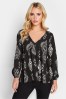 PixieGirl Petite Black Angel Sleeve Smock Top