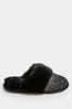 Yours Curve Black Wide Fit Diamante Mules Slippers