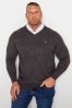 BadRhino Big & Tall Pullover mit V-Ausschnitt und Hemdeinsatz
