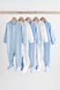 Blue/White 5 Pack Essentials Baby Sleepsuits (0-2yrs)