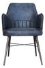 K Interiors Blue Sawley Geniune Leather & Iron Carver Dining Chair