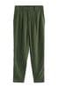 Khaki Green Linen Blend Taper Trousers, Regular