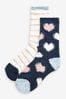 Navy Heart Cosy Bed Socks 2 Pack
