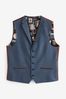 Bright Blue Herringbone Suit Waistcoat