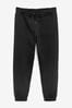 Black Cotton Blend Cuffed Joggers, Relaxed Fit