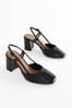 Black Forever Comfort® Square Toe Slingback Block Heel entre Shoes
