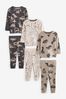 Neutral/Black Dinosaur Long Sleeve 3 Pack Pyjamas Set (9mths-10yrs)