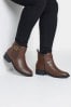 Yours Curve Brown Wide Fit Extra-Wide Fit Formal Elite Boots, Wide Fit