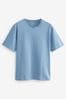 Blue Mid Regular Fit Essential Crew Neck T-Shirt, Regular Fit