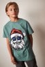 Mineral Blue Santa Short Sleeve Christmas T-Shirt (3-16yrs)