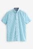 Blue/White Hawaiian Printed Short Sleeve Shirt