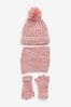 Chenille Pink Hats Coats and Scarf Set (3-16yrs)