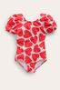 Boden Pink Printed Puff-sleeved Swimsuit