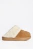 Simply Be Chestnut Suede Slippers in Wide Fit