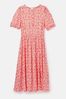 Red Joules Adele Floral Button Down Midi Dress with Slit