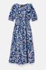 Joules Rosalie Blue & White V-Neck Frill Dress