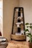 Dark Bronx Oak Effect Ladder Shelf, Large Corner