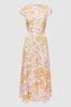 Reiss Pink/Yellow Livia Floral Cut-Out Back Midi Dress