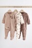 Chocolate Brown 3 Pack Baby Sleepsuits (0mths-2yrs)