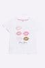 River Island Mädchen T-Shirt mit Lippenprint