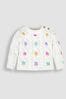 JoJo Maman Bébé Girls' Cable Knit Jumper With Embroidered Flowers