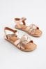 Rose Gold Standard Fit (F) Leather Woven Sandals, Standard Fit (F)