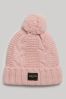 Grey Superdry Cable Knit Bobble hat