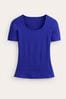 Boden Blue Navy Double Layer Scoop T-Shirt