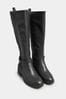 Yours Curve Black Wide Fit Extra-Wide Fit Metal Strap Knee Boots, Wide Fit
