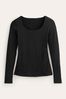 Boden Black Double Layer Scoop Neck Long Sleeve T-Shirt