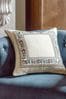 Nina Campbell Navy Blue Suzani Floral Embroidered Border Feather Filled Cushion