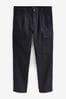 Navy Blue Slim Smart Cotton Stretch Cargo Trousers