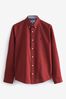 Burgundy Red Regular Fit Long Sleeve Oxford Shirt, Regular Fit